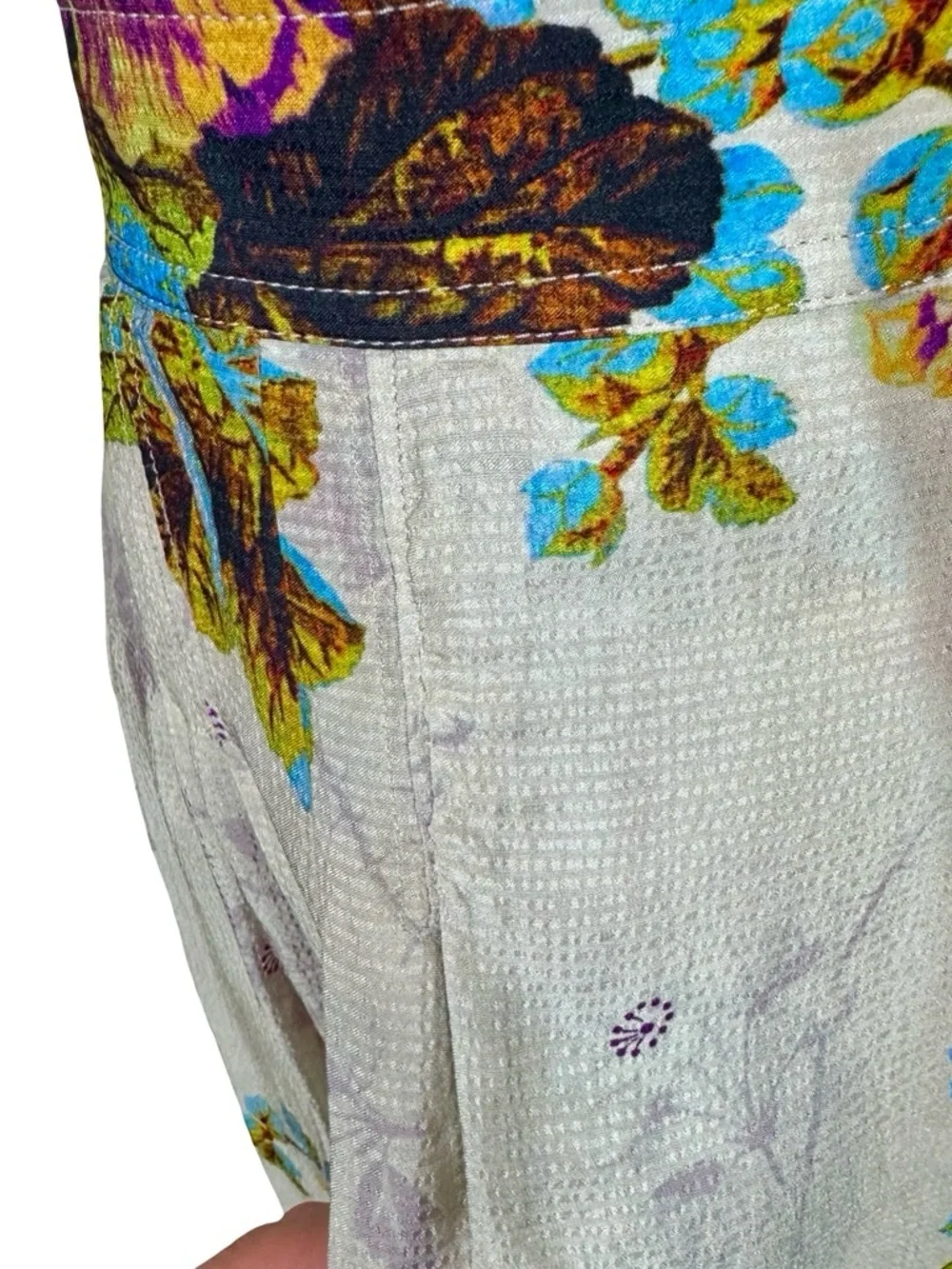 Tory Burch Floral Pleated Satin High Waisted Midi Skirt